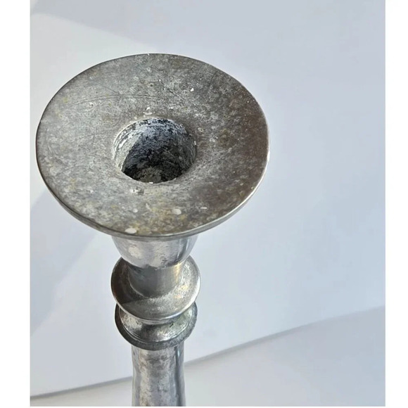 Pair of tall vintage metal candlestick holders 16.5" Silver - Picture 4 of 7